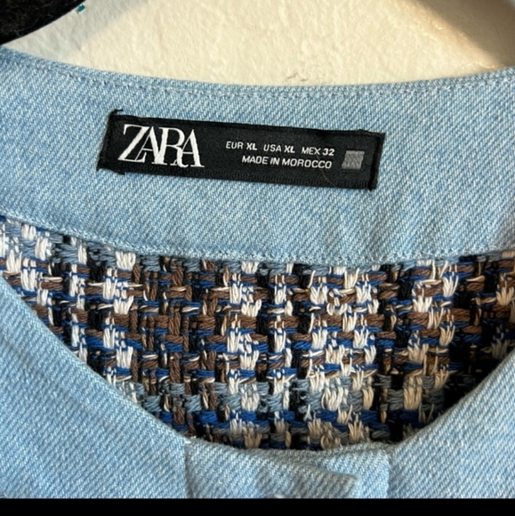 Zara combination textured tweed denim crop top - Picture 4 of 4